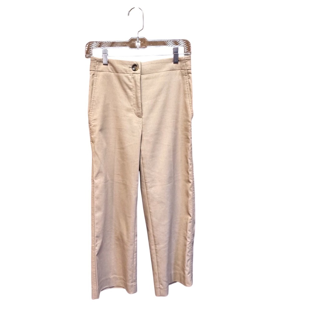 NWT Ann Taylor Kate Wide Leg Crop Pants Tan Khaki High Rise 0P